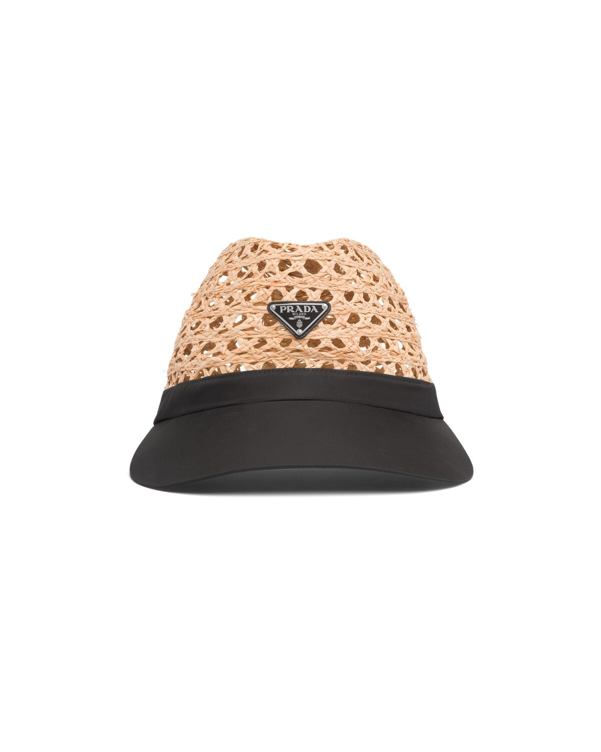 Raffia and nylon visor hat - 1