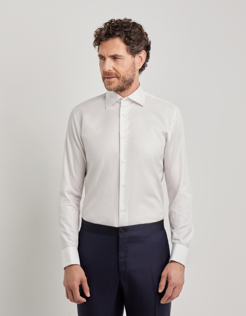 Canali REGULAR FIT SHIRT WITH DOUBLE-CUFF IN WHITE COTTON outlook