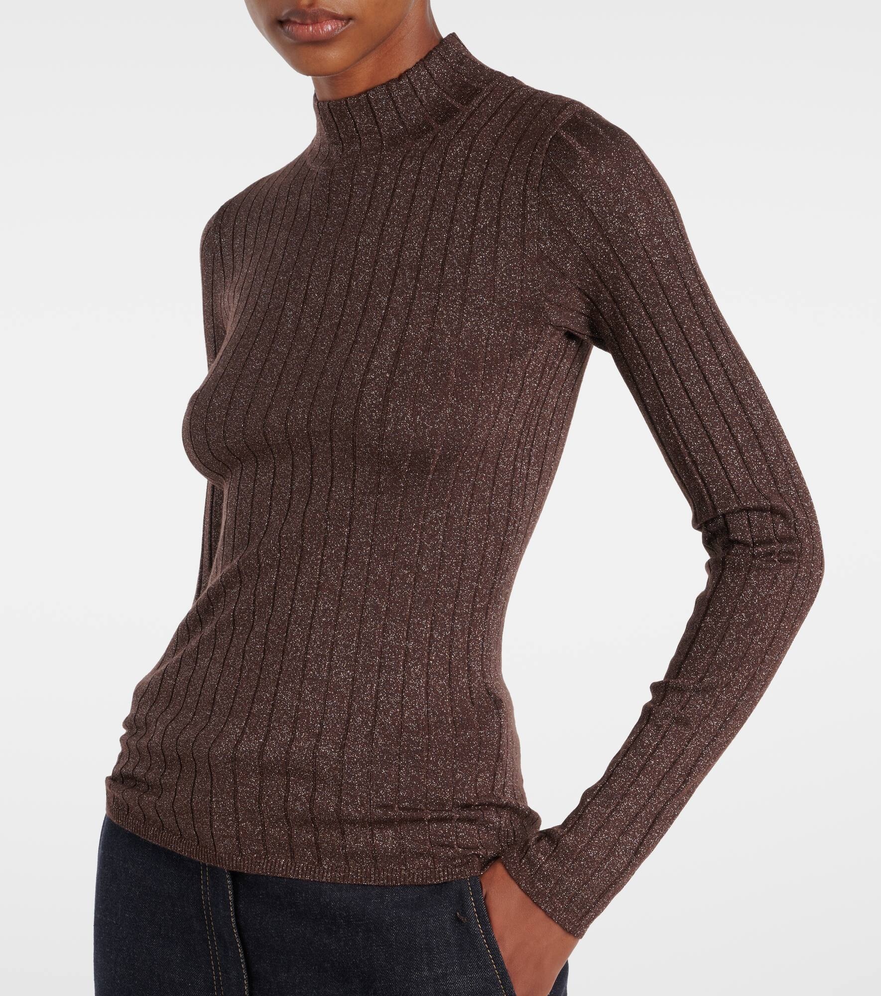 Ribbed-knit cashmere and silk-blend top - 5