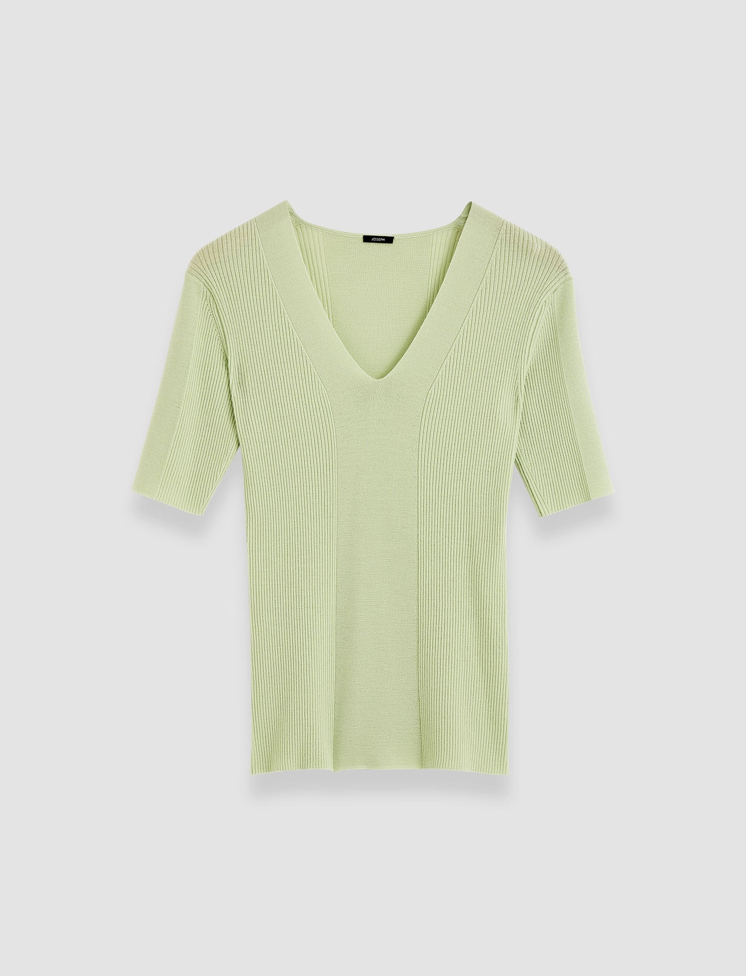 Fine Merino Rib V Neck Top - 1