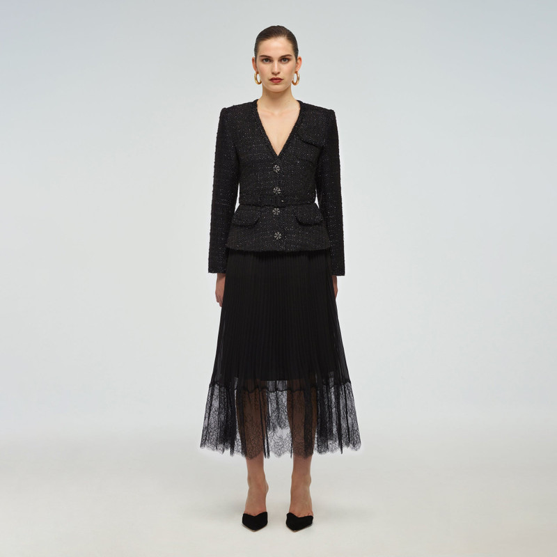 금속 Bouclé Tailored Midi 드레스 - 1