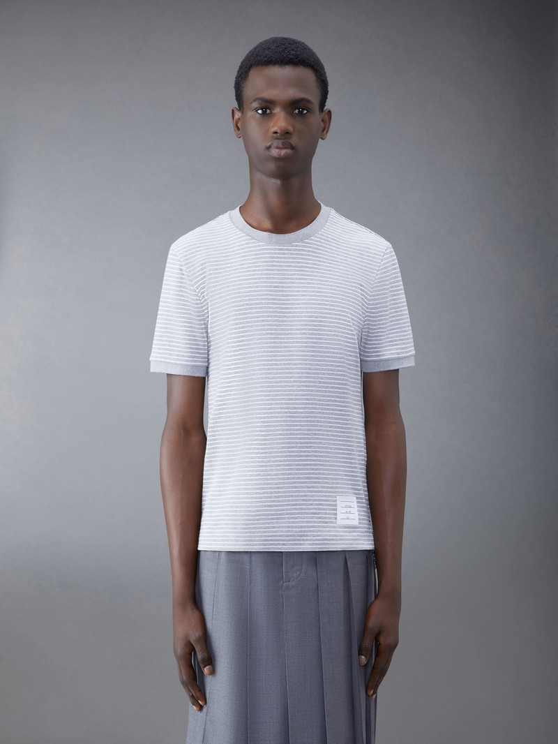 Pinstripe Micro Waffle Rib Cuff Tee 1