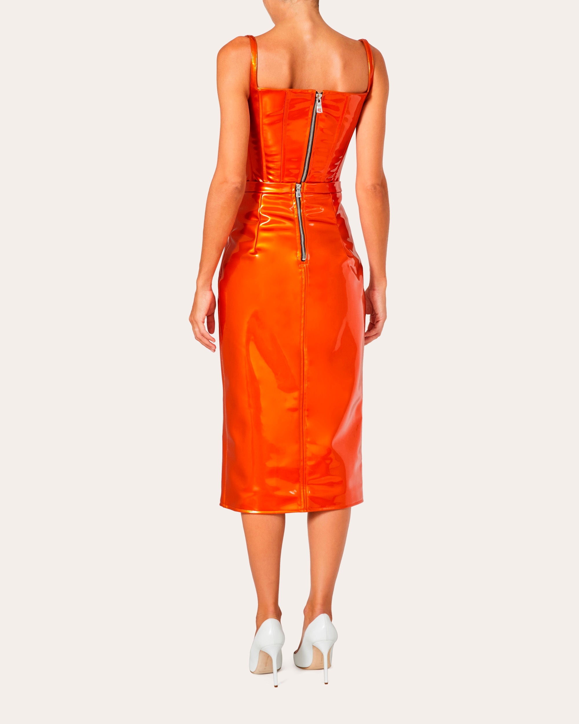 High-Waisted Patent-Vinyl Midi Skirt - 5