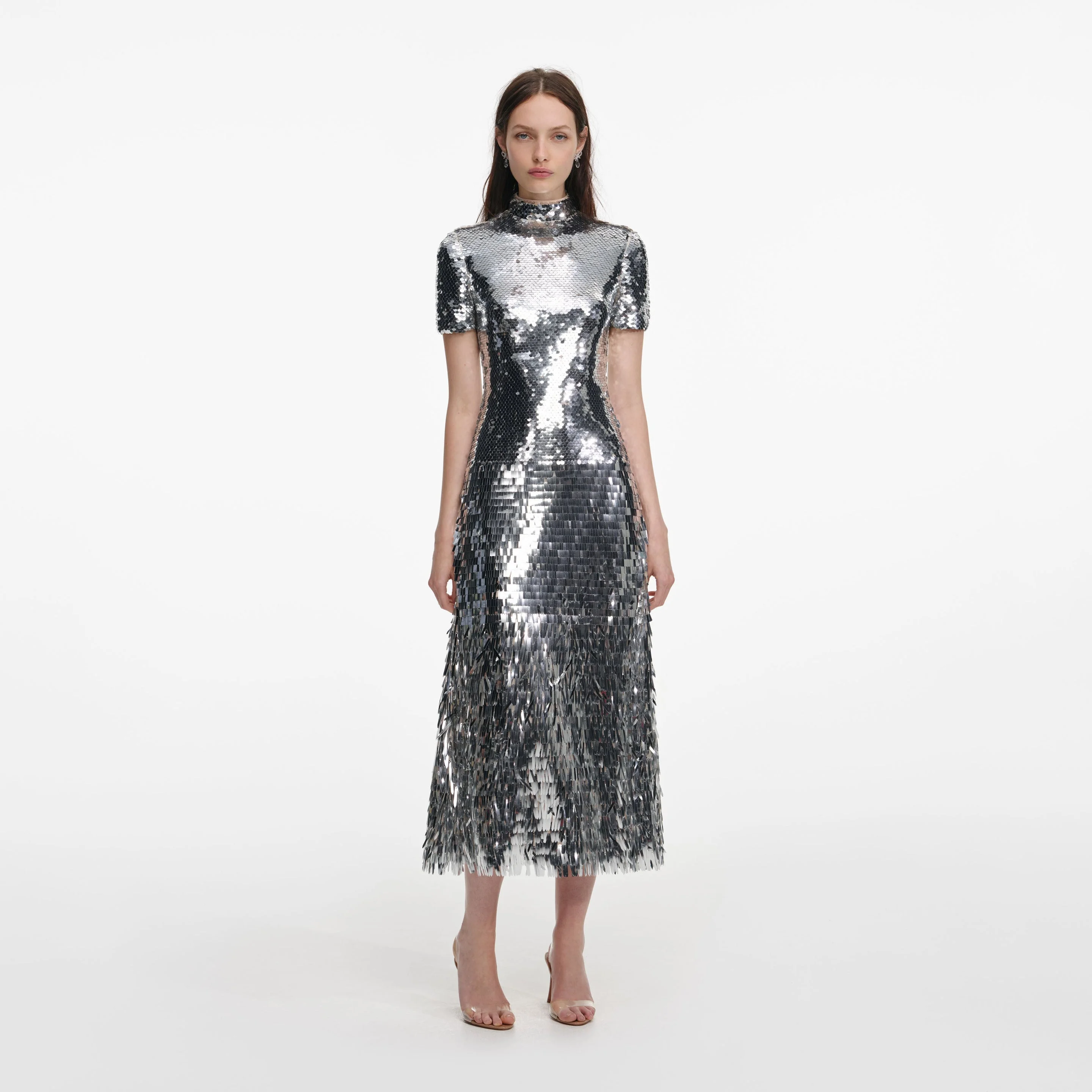 Silver Gradient Sequin Midi Dress - 1