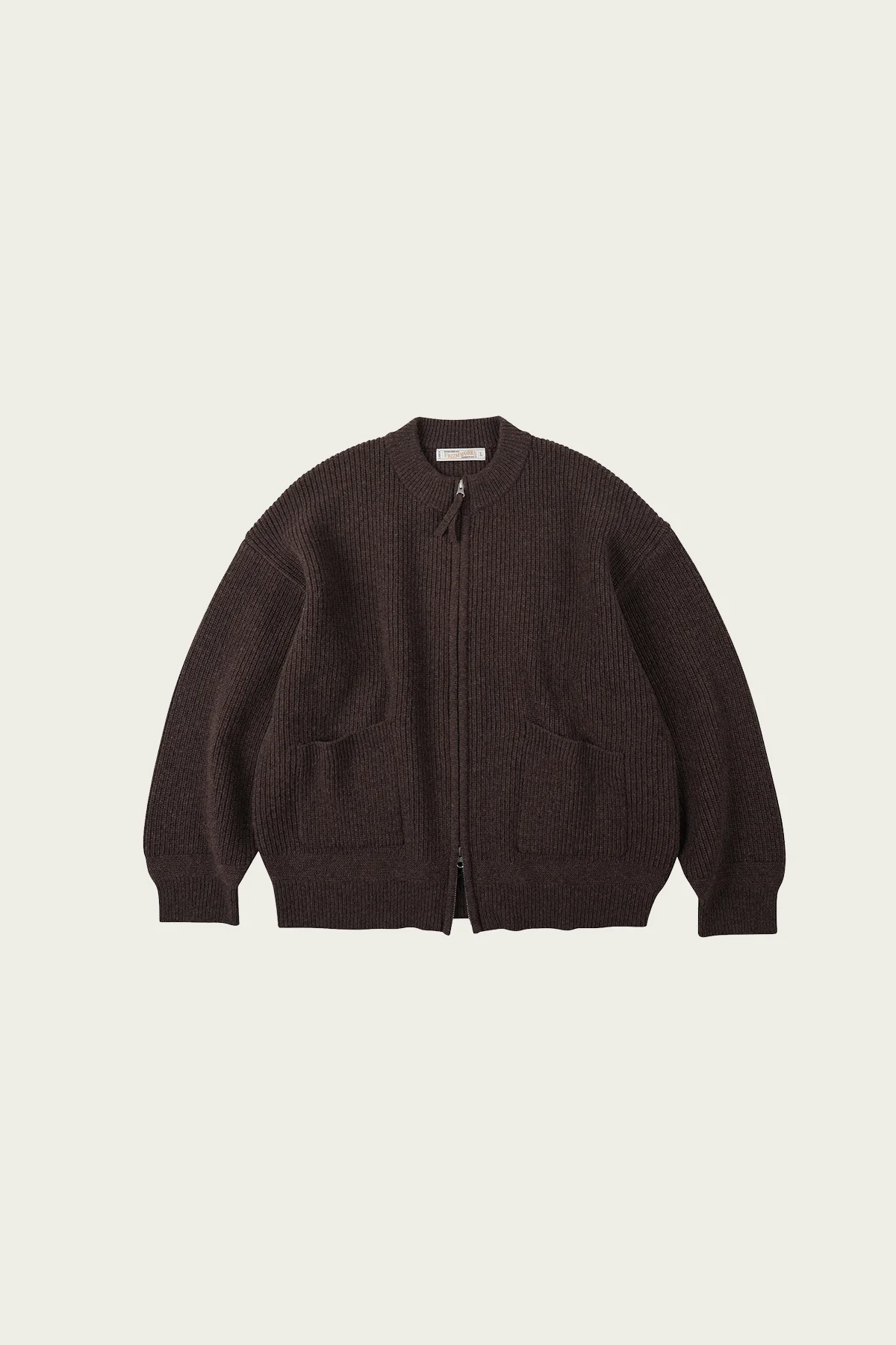 Wool Deck Zipup Cardigan - Choco Brown - 1