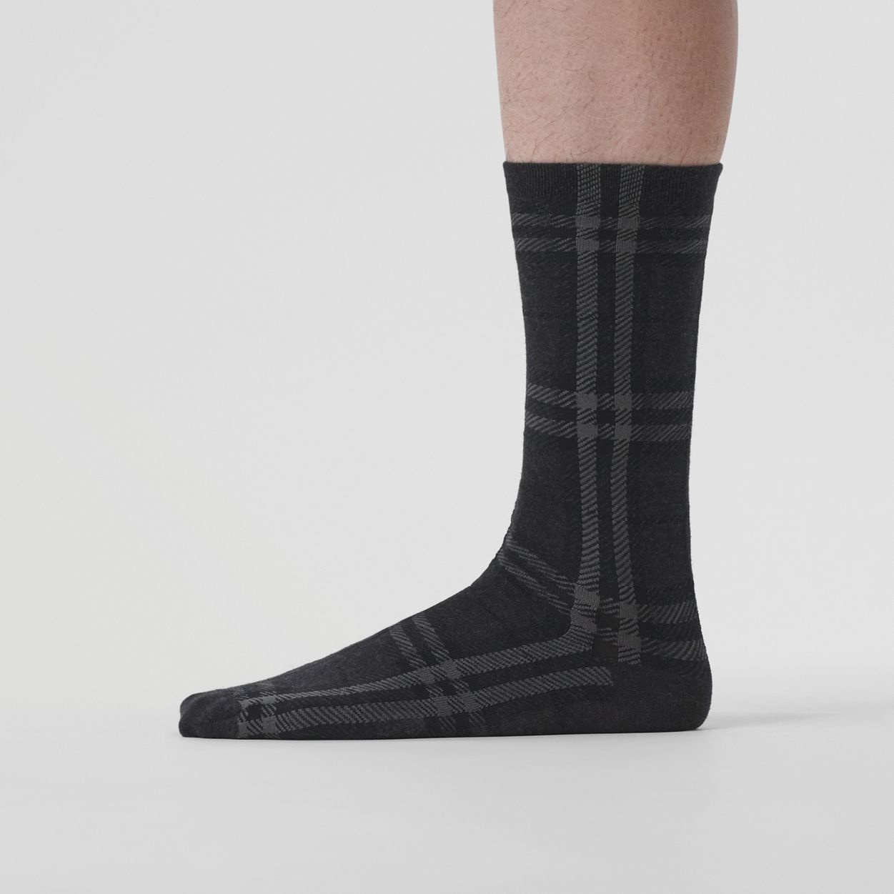 Check Cotton Cashmere Blend Socks - 6