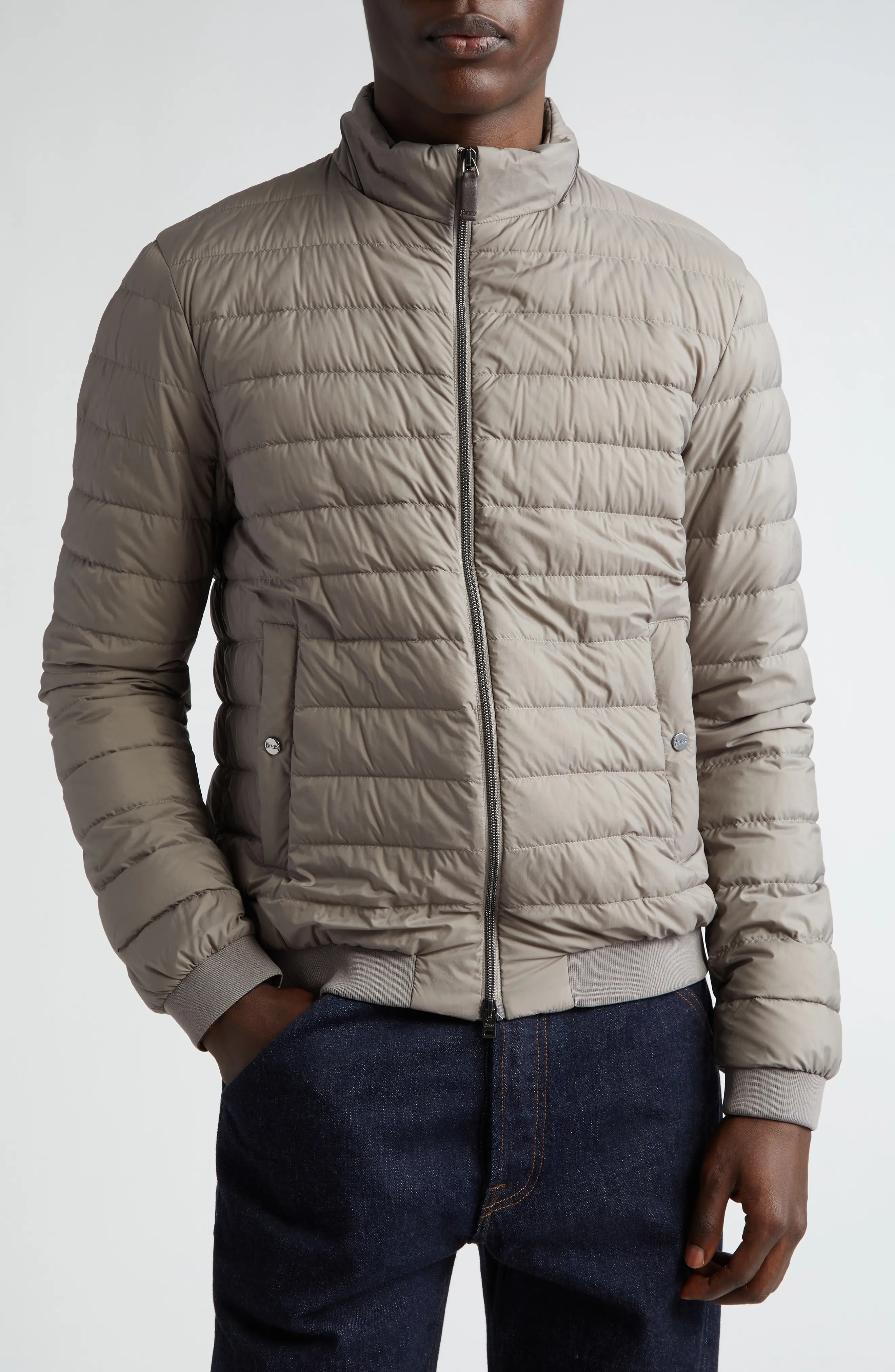 Herno Ecoage Water Repellent Matte Nylon Down Bomber Jacket