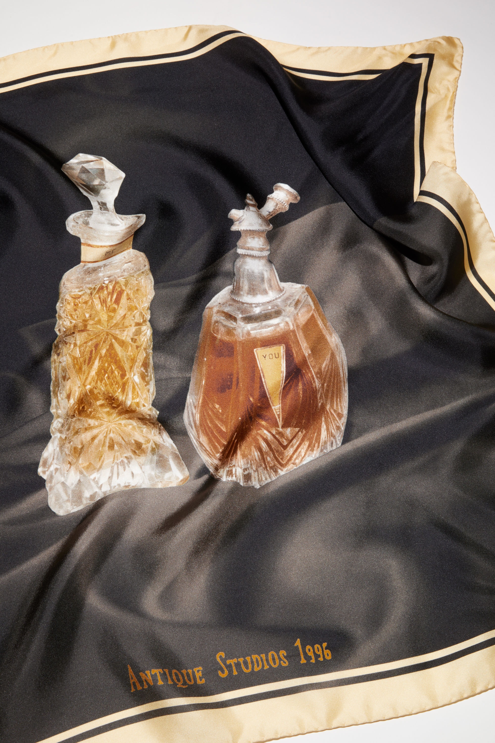Perfume bottle print silk scarf - Black - 4