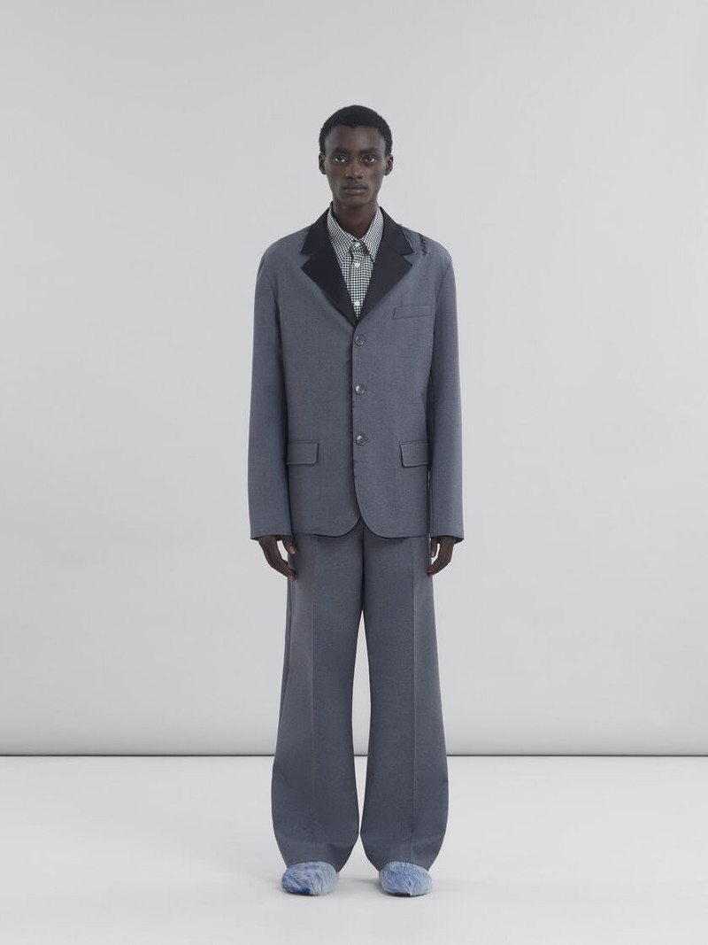 Marni GREY SINGLE BREASTED WOOL JACKET WITH MARNI SYMBOL outlook