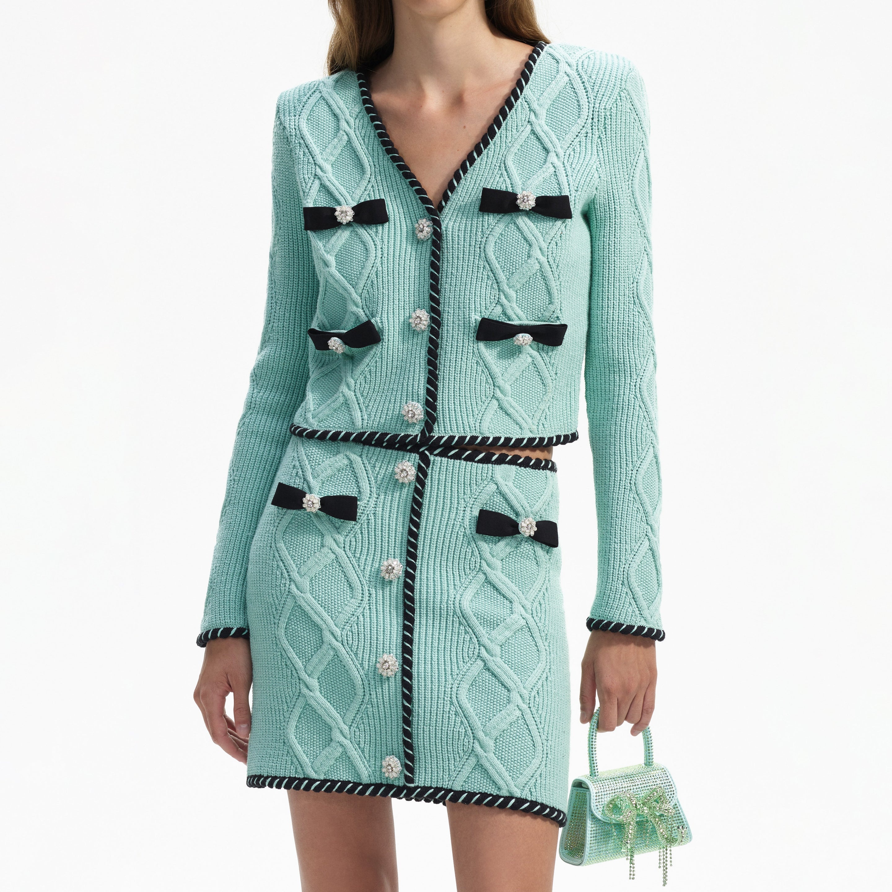 Mint Cable Knit Cardigan - 4