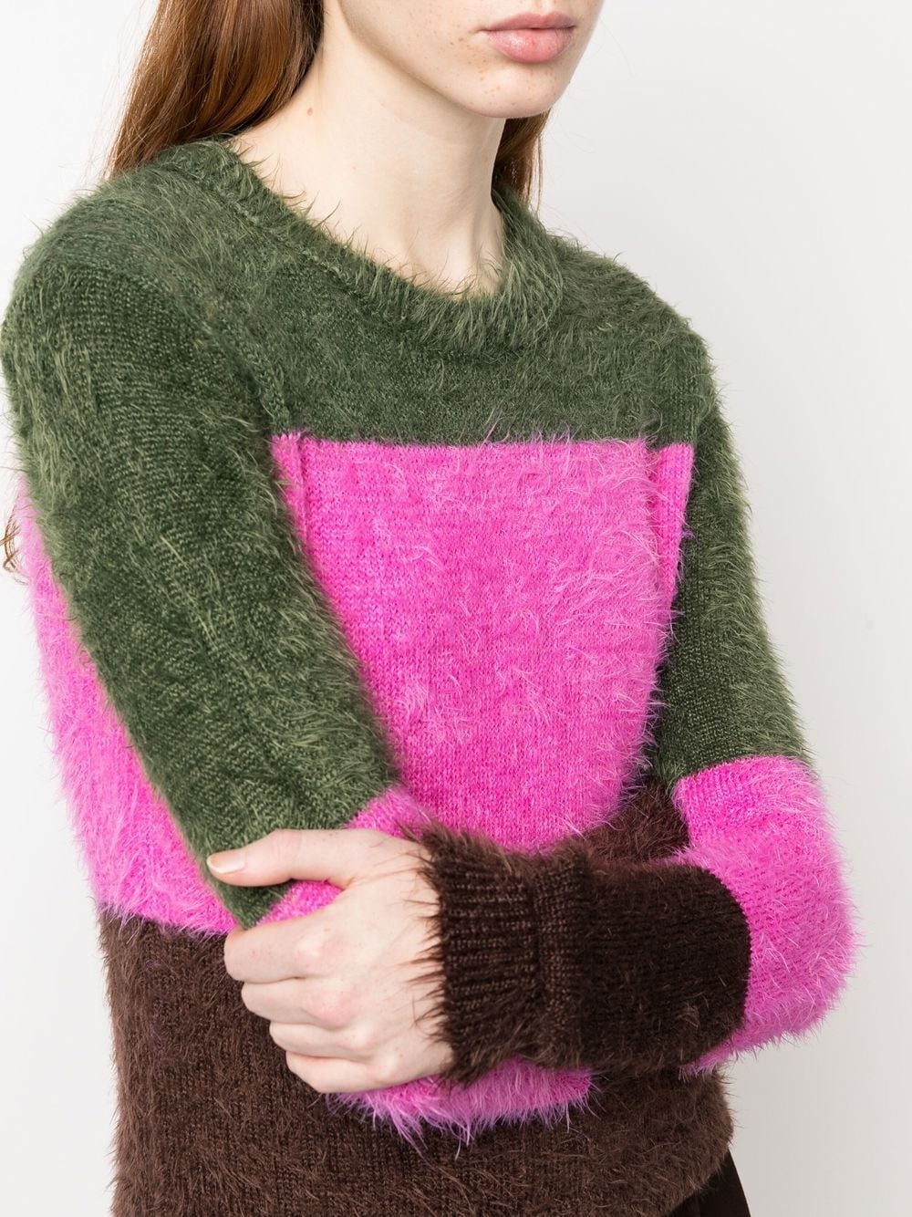 striped brushed-effect jumper - 5
