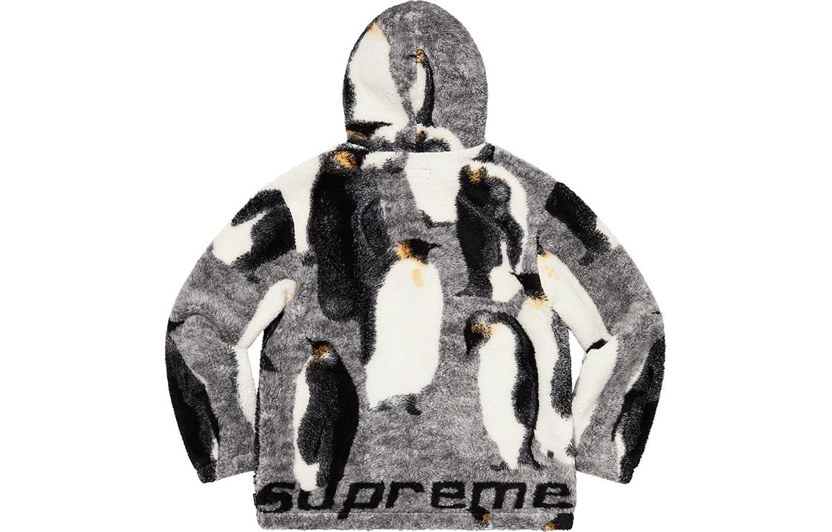 Supreme Penguins Hooded Fleece Jacket 'White Black Grey' SUP-FW20-083 - 2