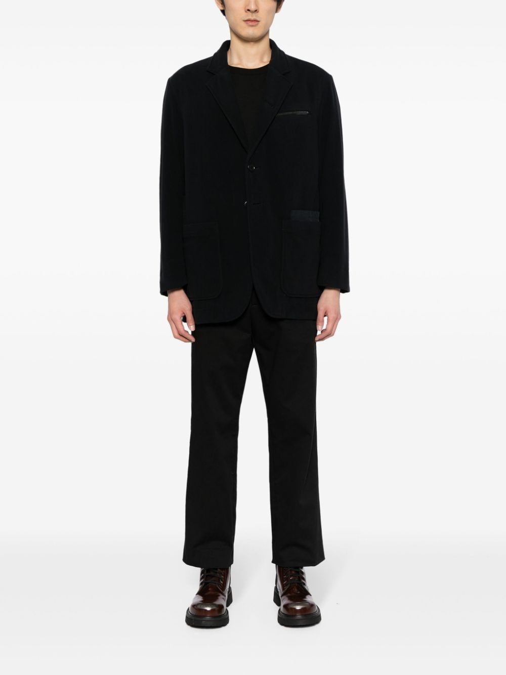 logo-appliquÃ© single-breasted blazer - 2