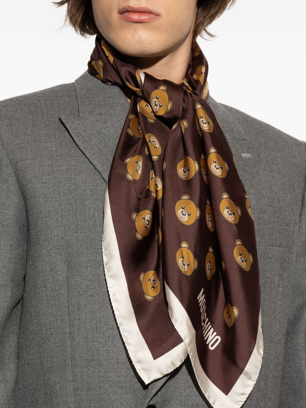 Teddy-print silk scarf - 4