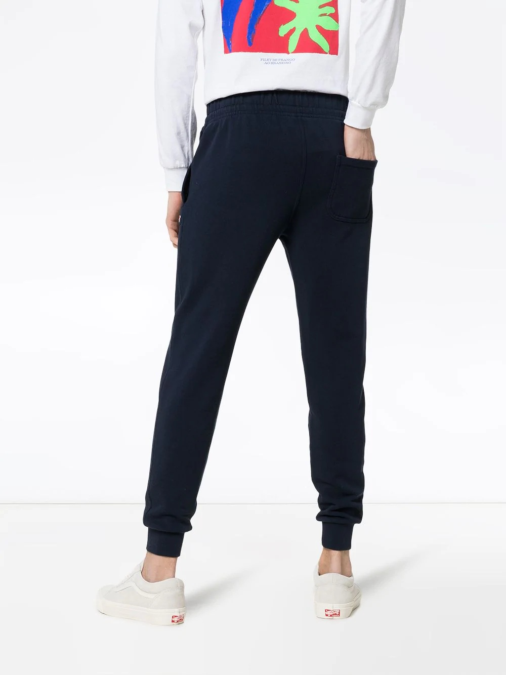 tricolour fox patch cotton track pants - 4