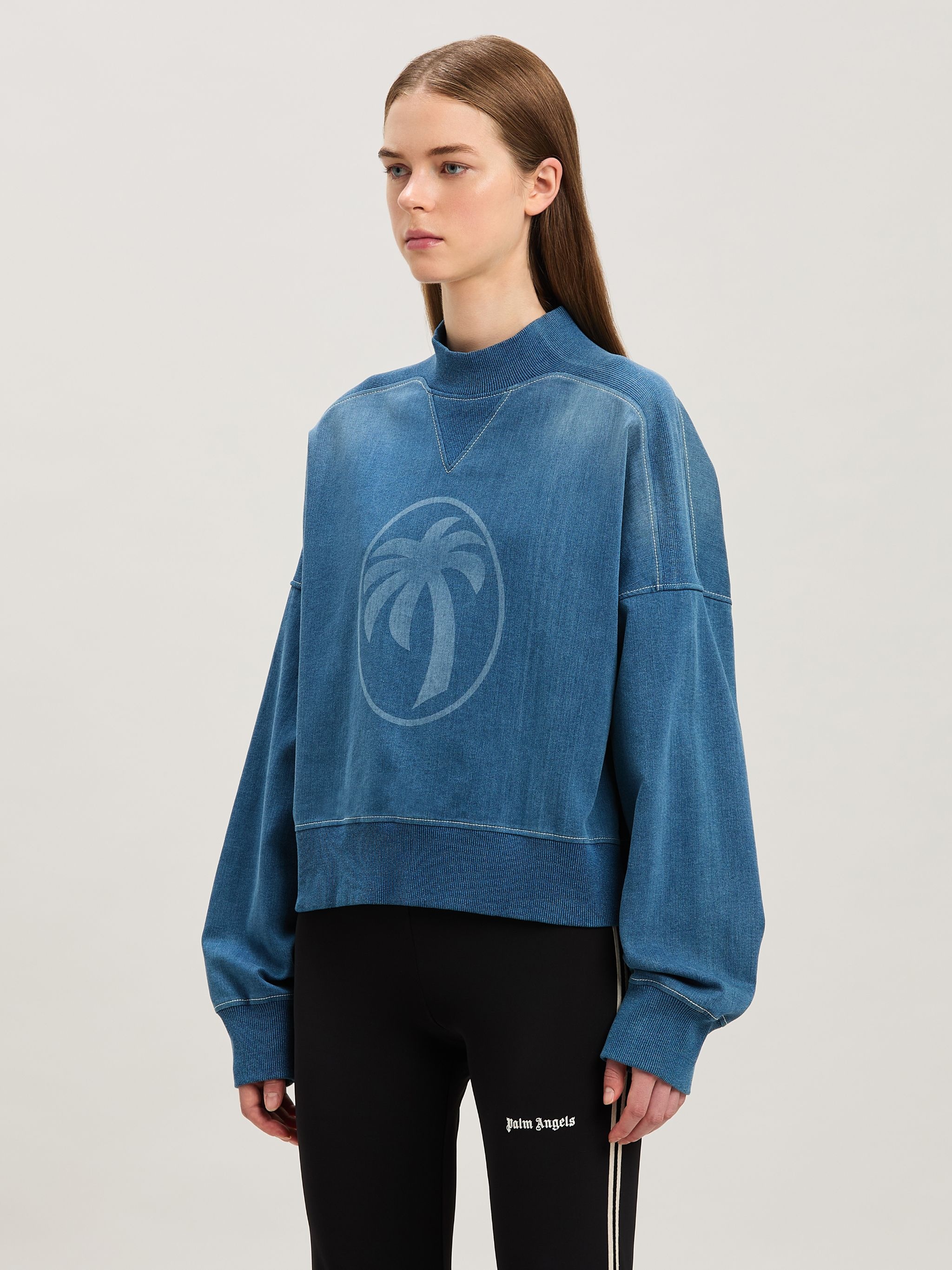 Oval Palm lasered crewneck Sweatshirt - 4