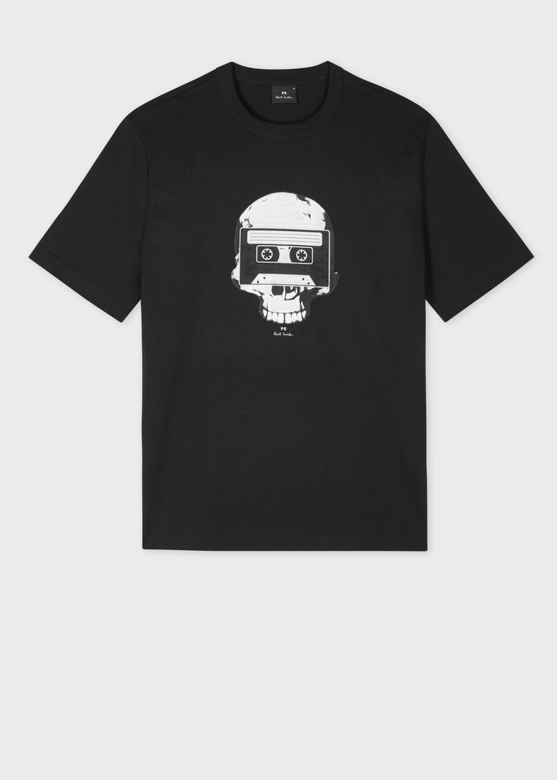 Black 'Skull Tape' Print T-Shirt 1