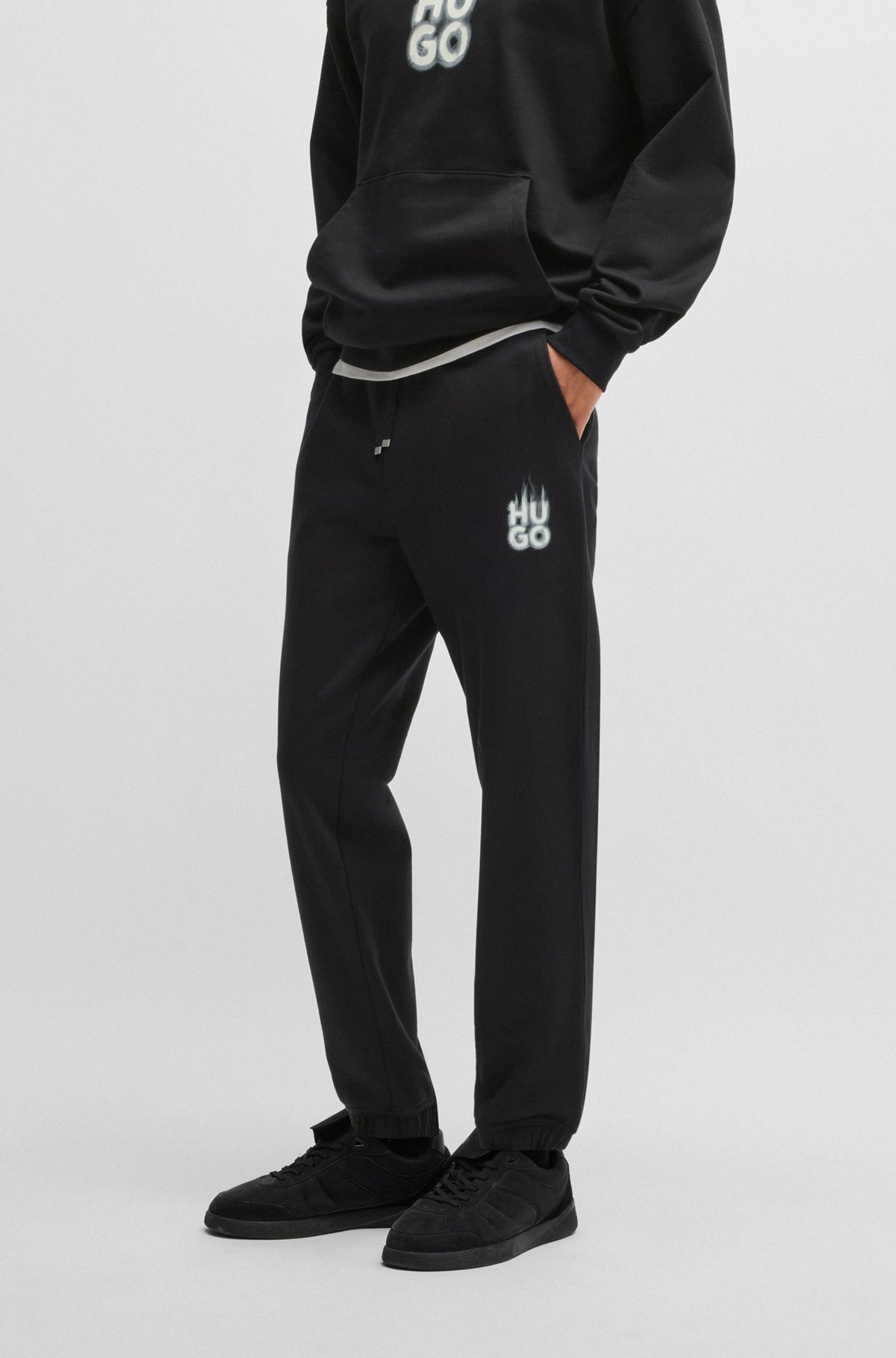 COTTON-TERRY TRACKSUIT BOTTOMS WITH SMOKE LOGO - 2