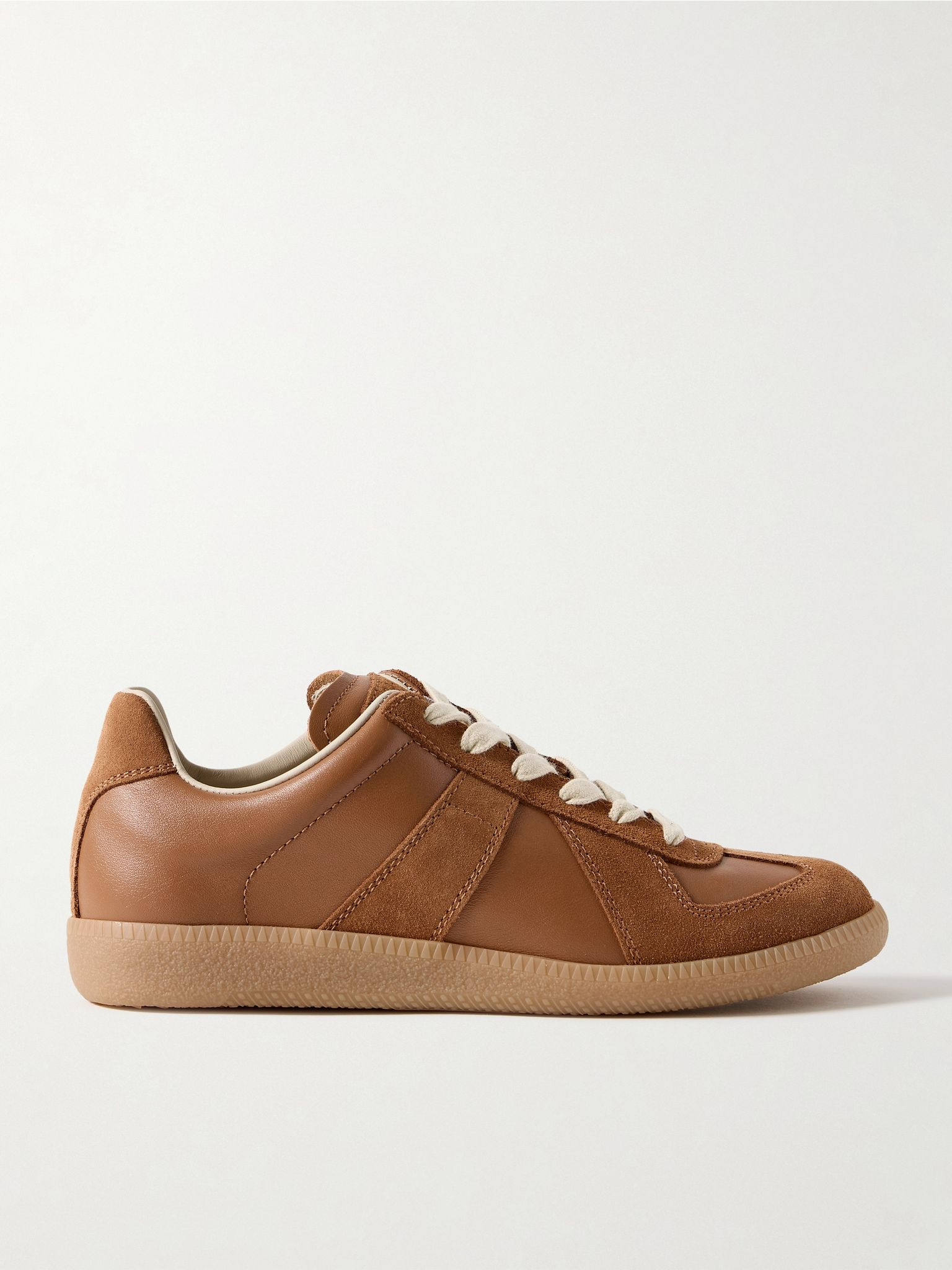 Replica suede and leather sneakers Tan - 1