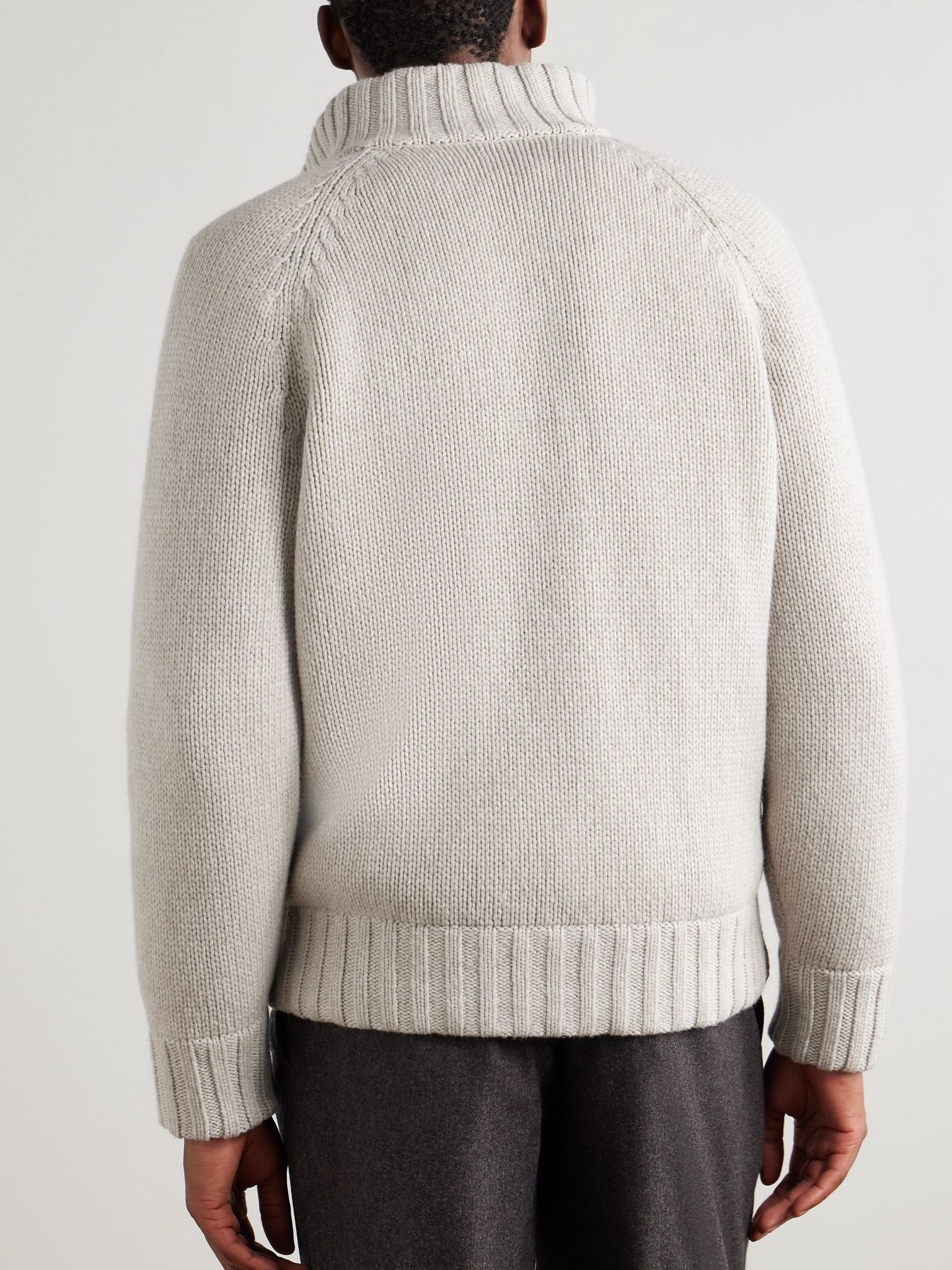 Cashmere Zip-Up Cardigan Light gray - 4