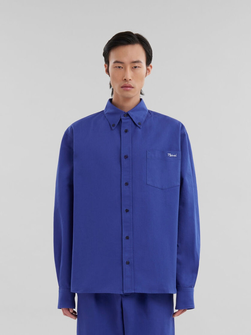 Marni BLUE ORGANIC GABARDINE SHIRT WITH MARNI MENDING PATCH outlook