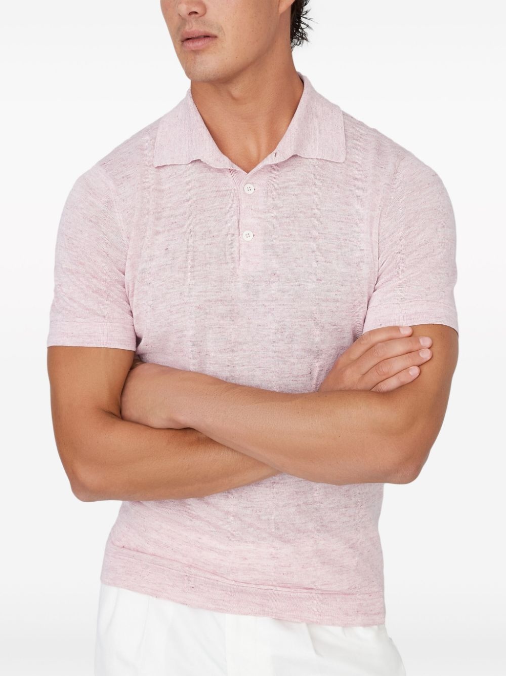 ribbed-collar slub-texture polo shirt - 2