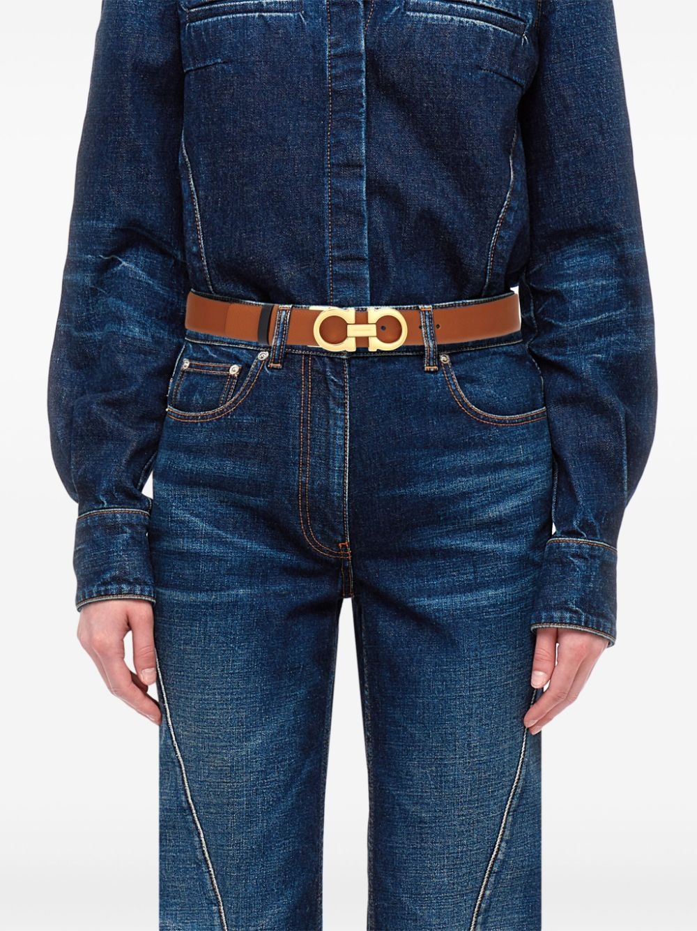 reversible Gancini leather belt - 4