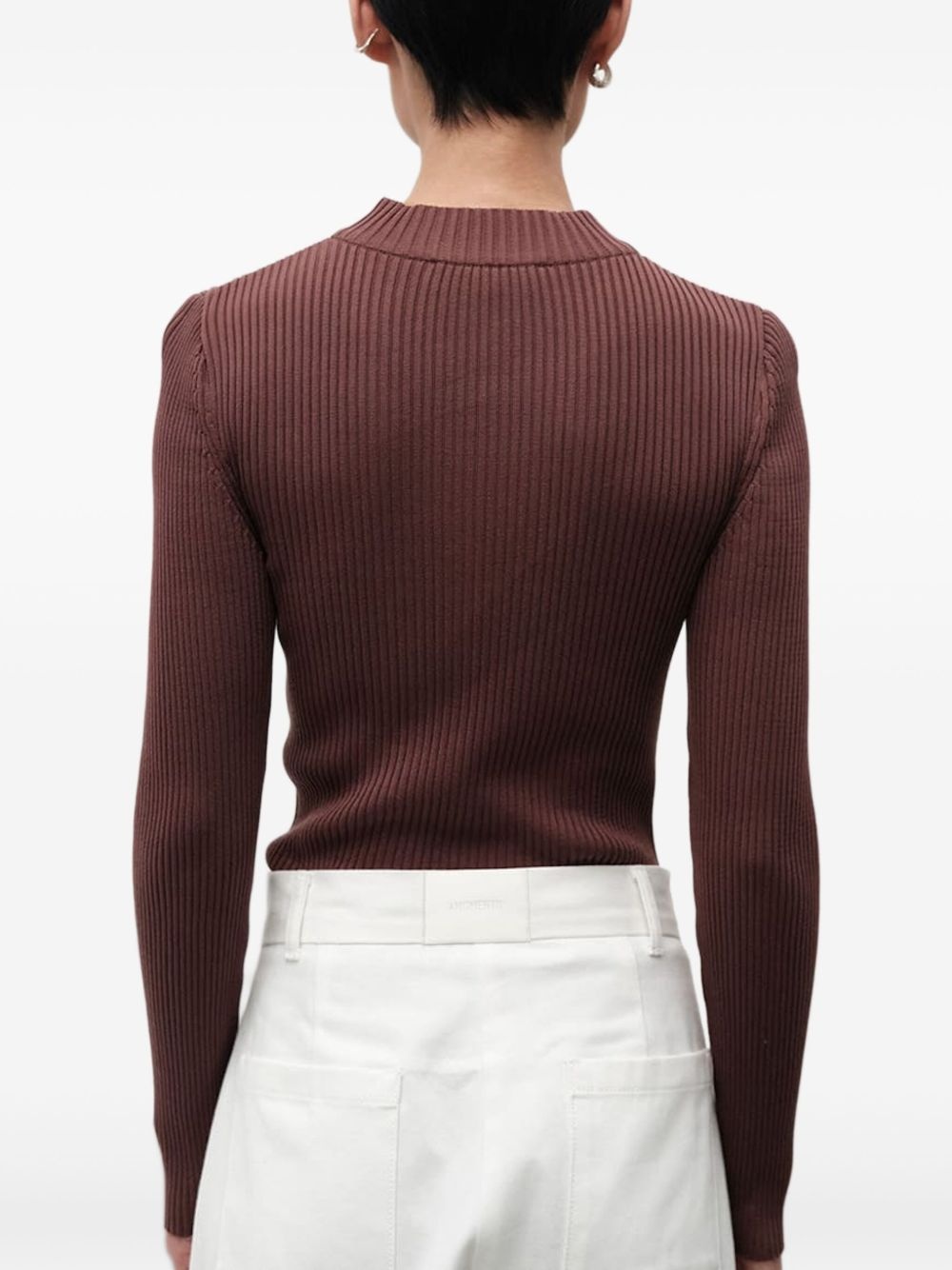 mock-neck ribbed cardigan - 3
