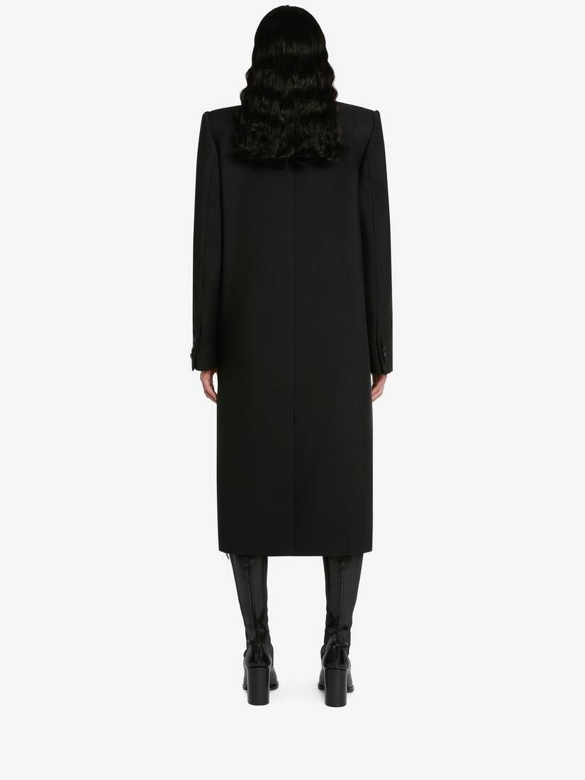 Women's Oversized Drop Hem Coat in Black - 4