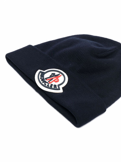 Moncler logo patch beanie outlook