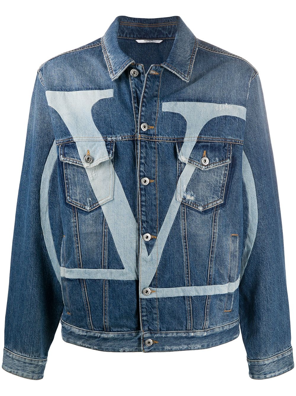 VLogo-print denim jacket - 1