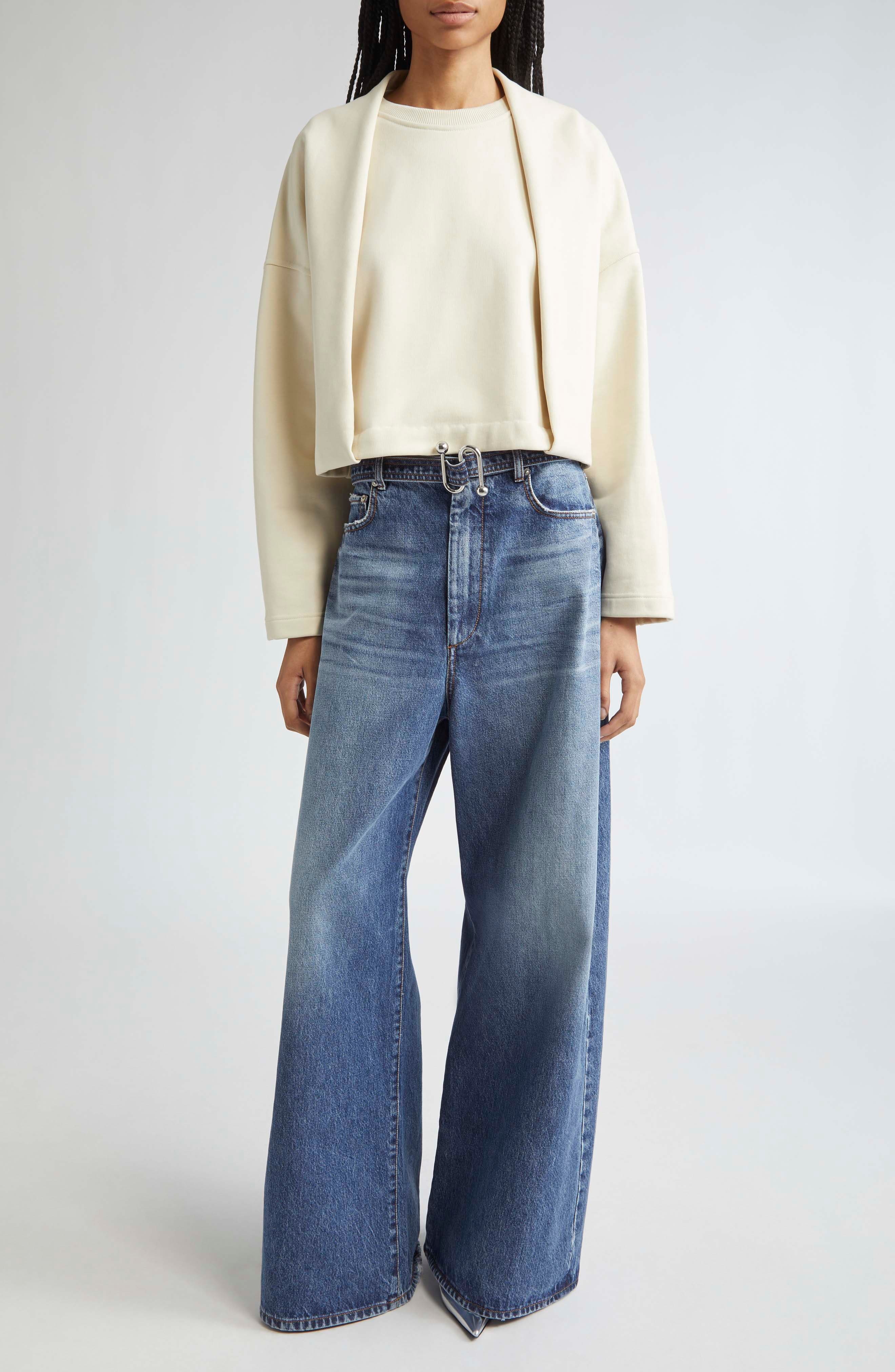 SPORTMAX Minnie Layered Effect Sweatshirt in Ivory at Nordstrom - 2