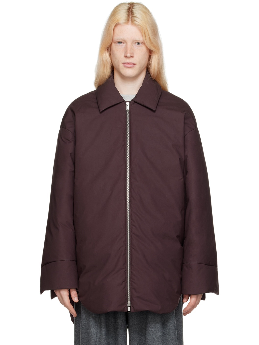 Burgundy Shirt Down Jacket - 1