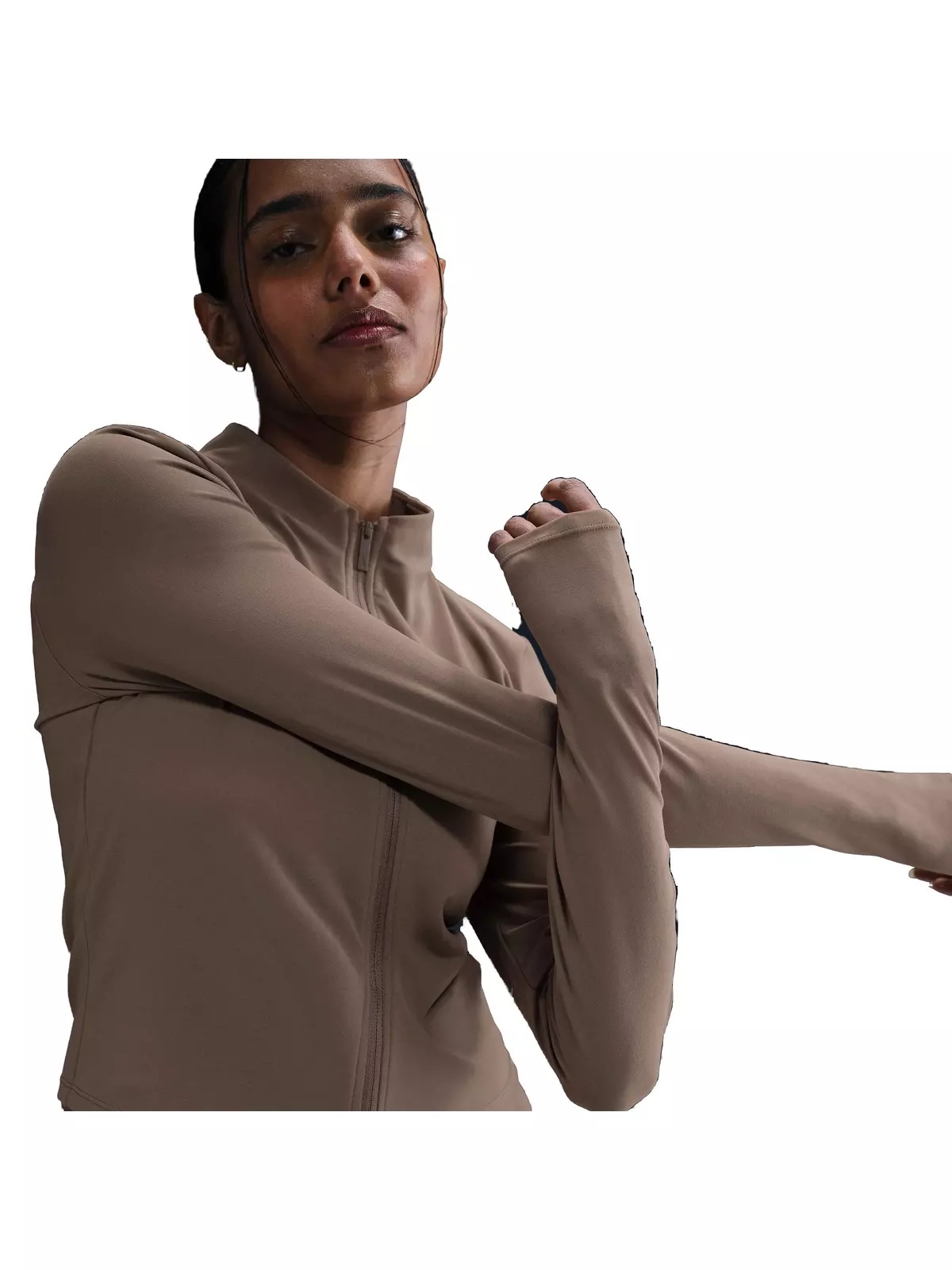 Women's Zenvy Dri-FIT Full-Zip Long-Sleeve Top - Brown - 3