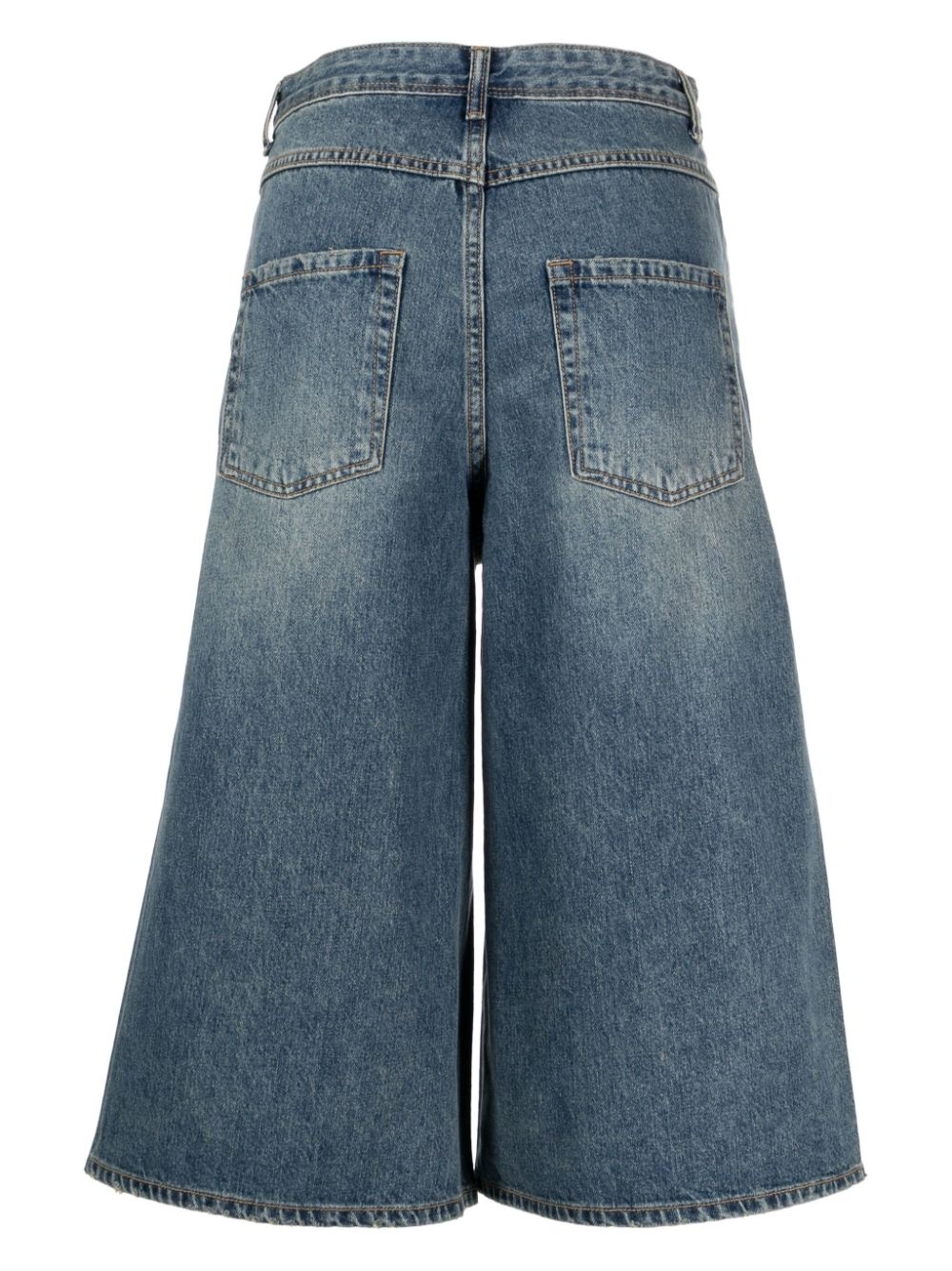 wide-leg denim shorts - 2