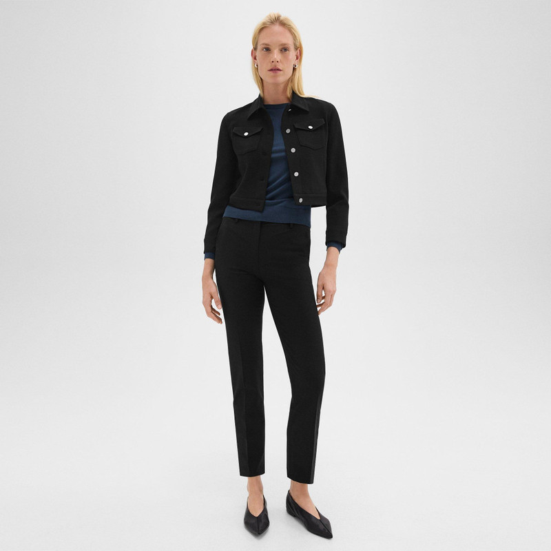 Theory Shrunken Trucker Jacket in Admiral Crepe outlook