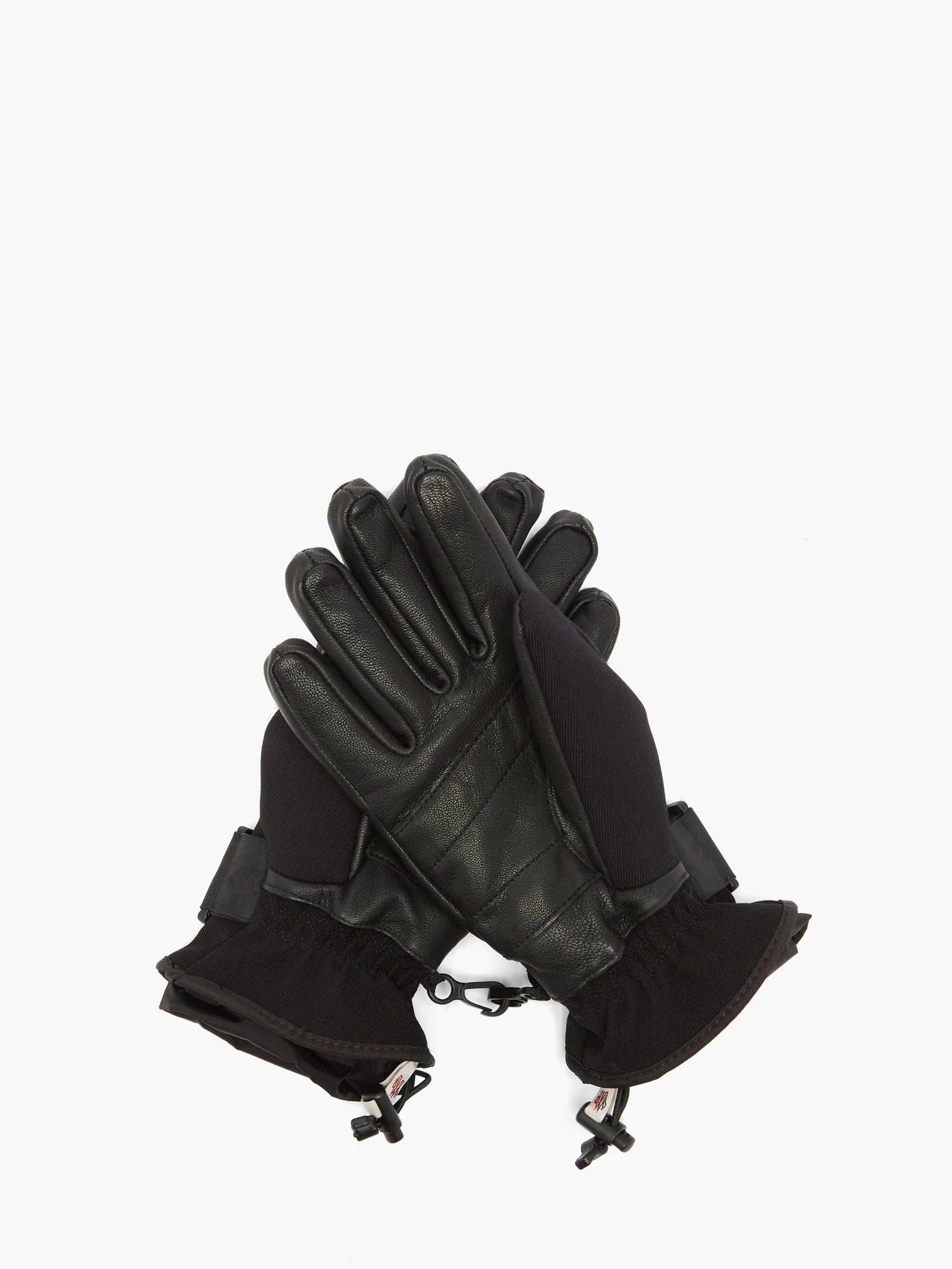 Logo patch twill and leather ski gloves - 3