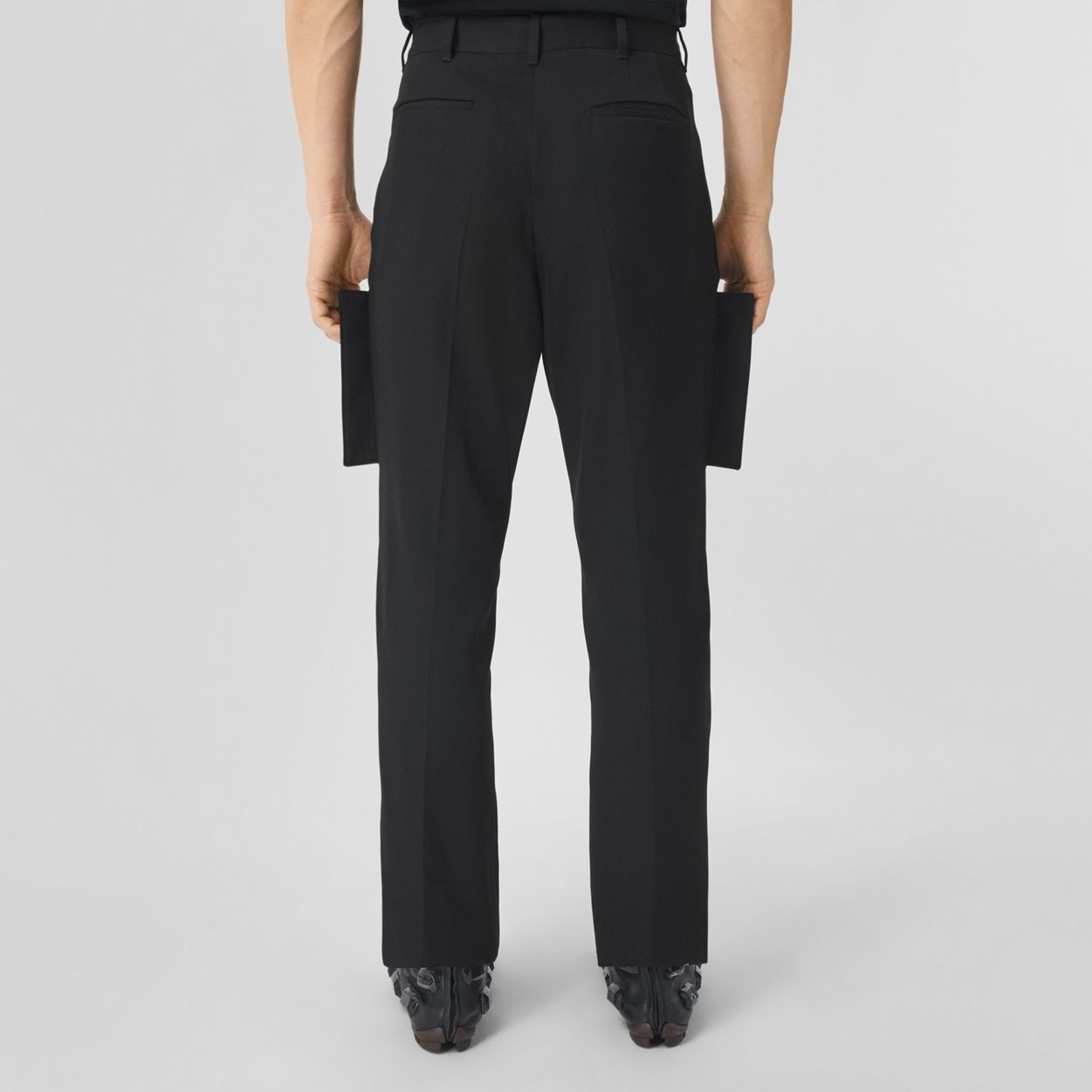 Panel Detail Grain de Poudre Wool Tailored Trousers - 3