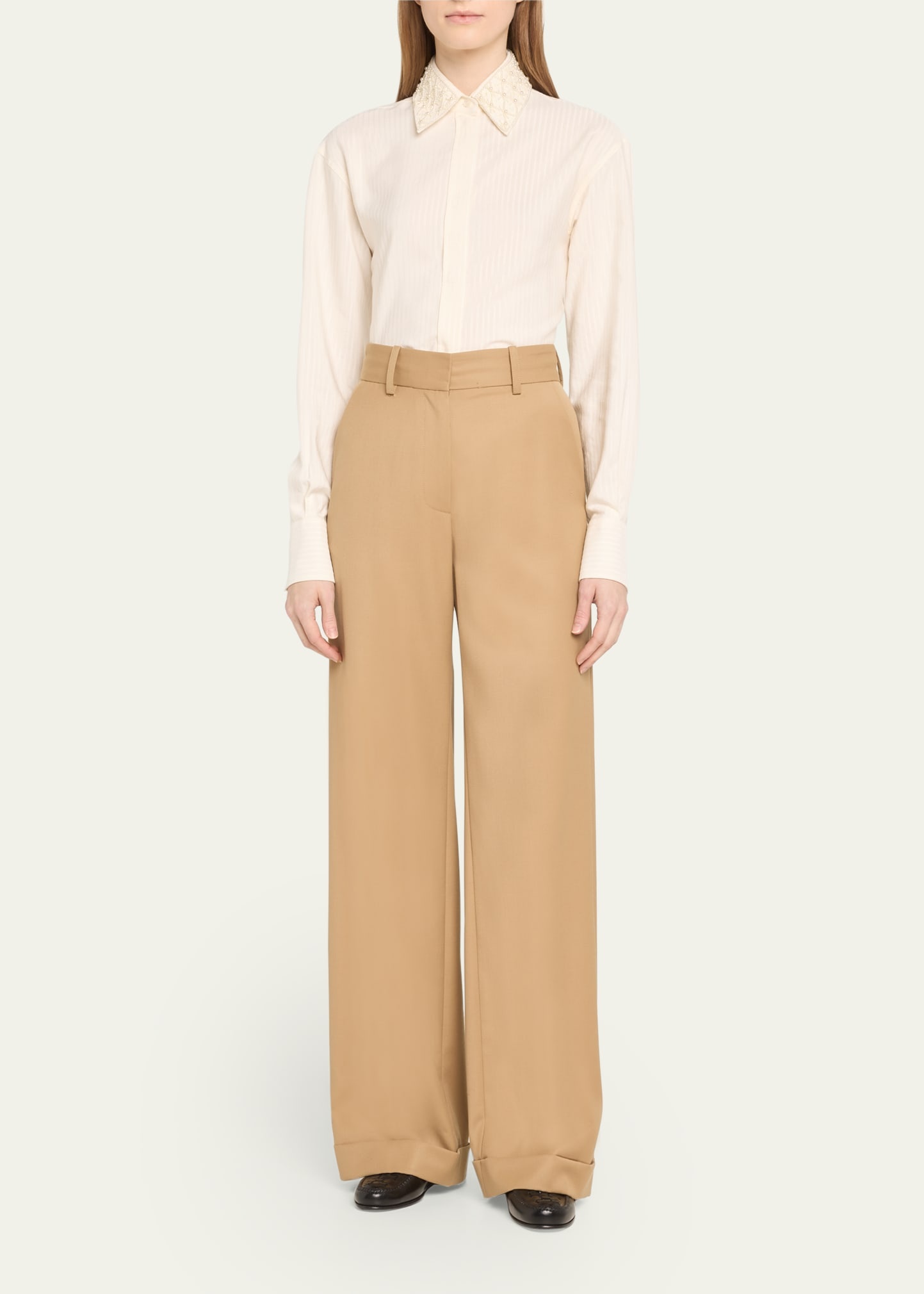 Journey Embellished Button-Front Boyfriend Shirt - 2
