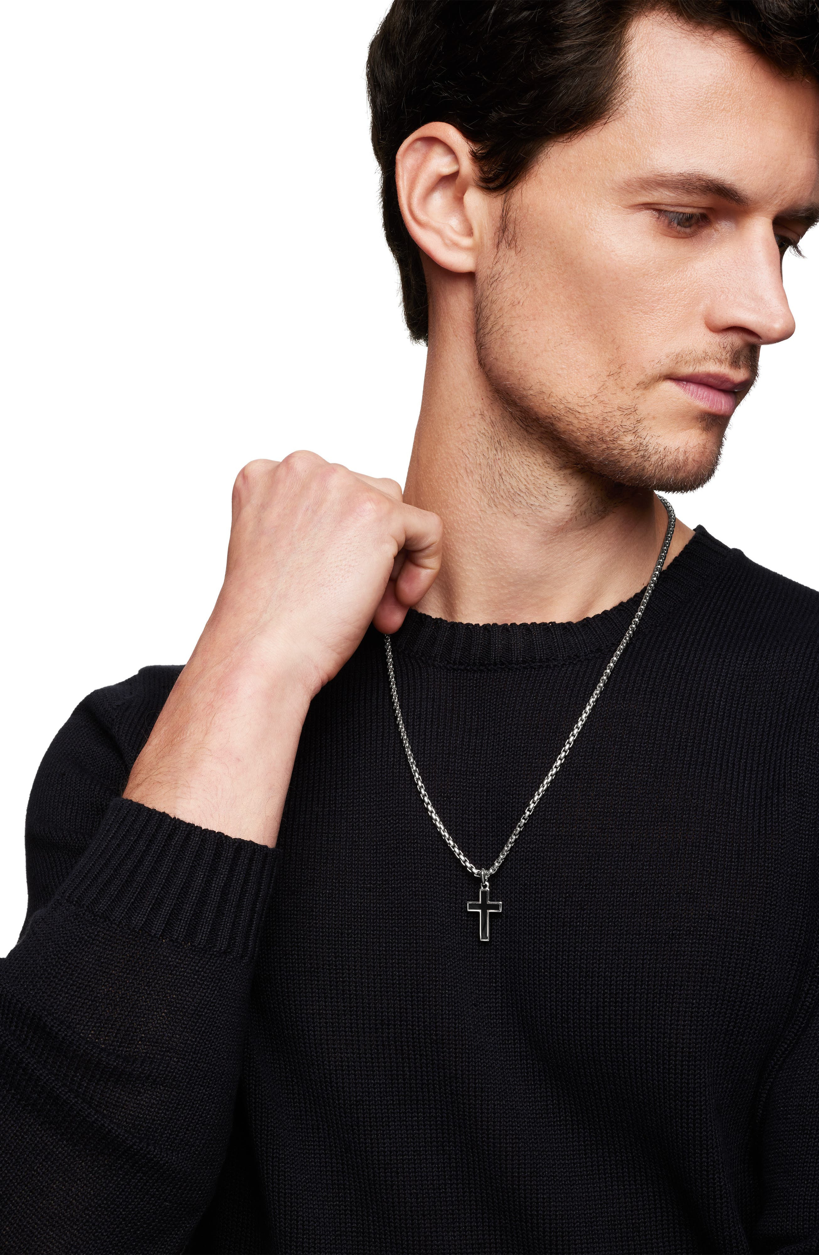 David Yurman Inlay Cross Pendant in Silver/Black Onyx at Nordstrom - 2