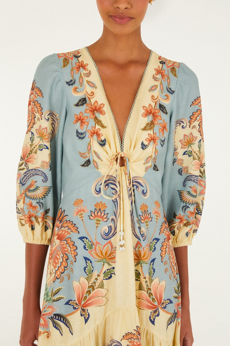 FARM RIO Butter Yellow Boho Beauty Lenzing Ecovero Euroflax Maxi Dress outlook