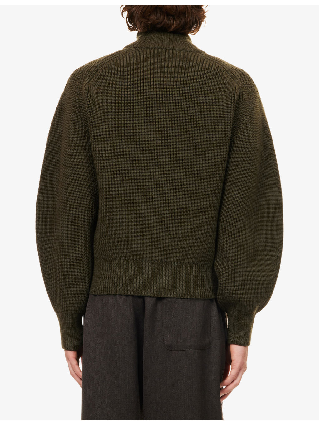 Funnel-Neck Ribbed Wool Cardigan - 4