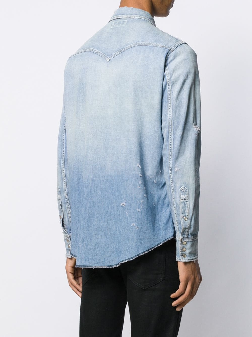 distressed Western denim shirt - 4