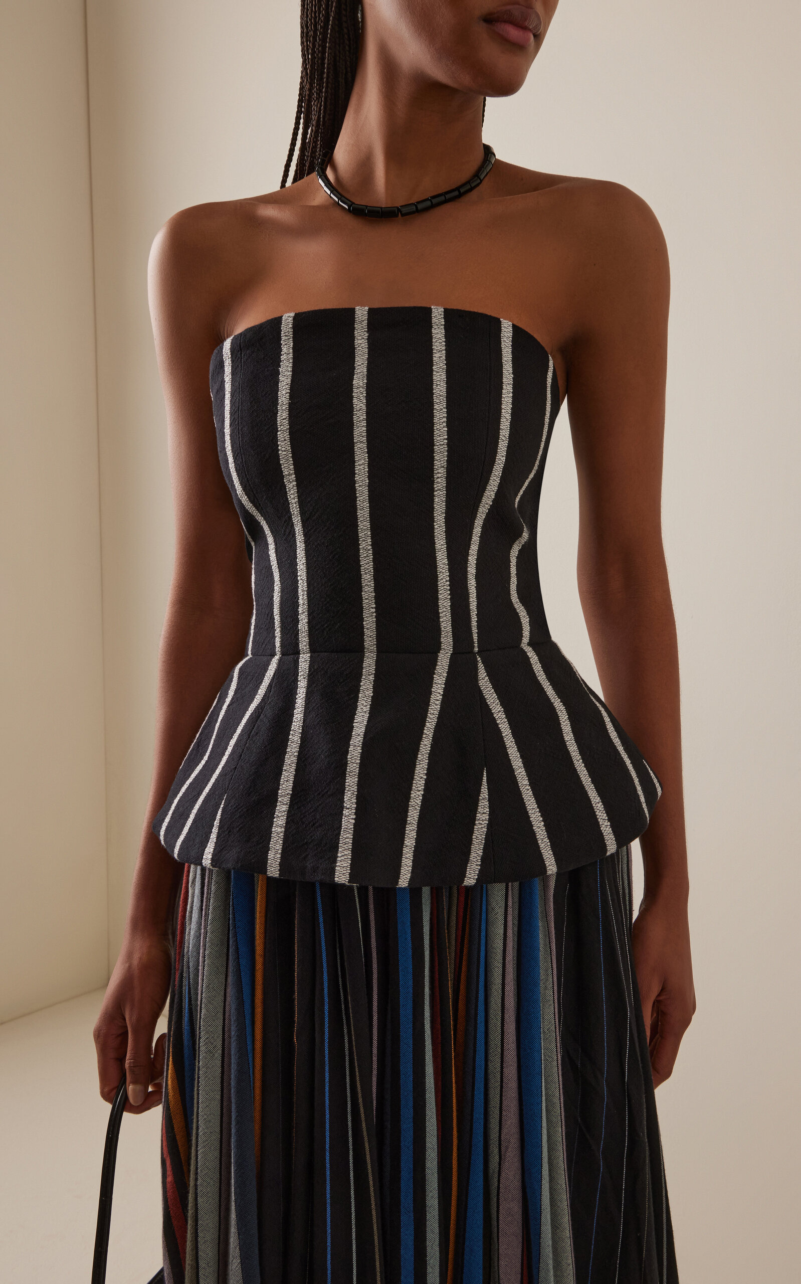 The Striped Cotton Corset Top black/white - 2