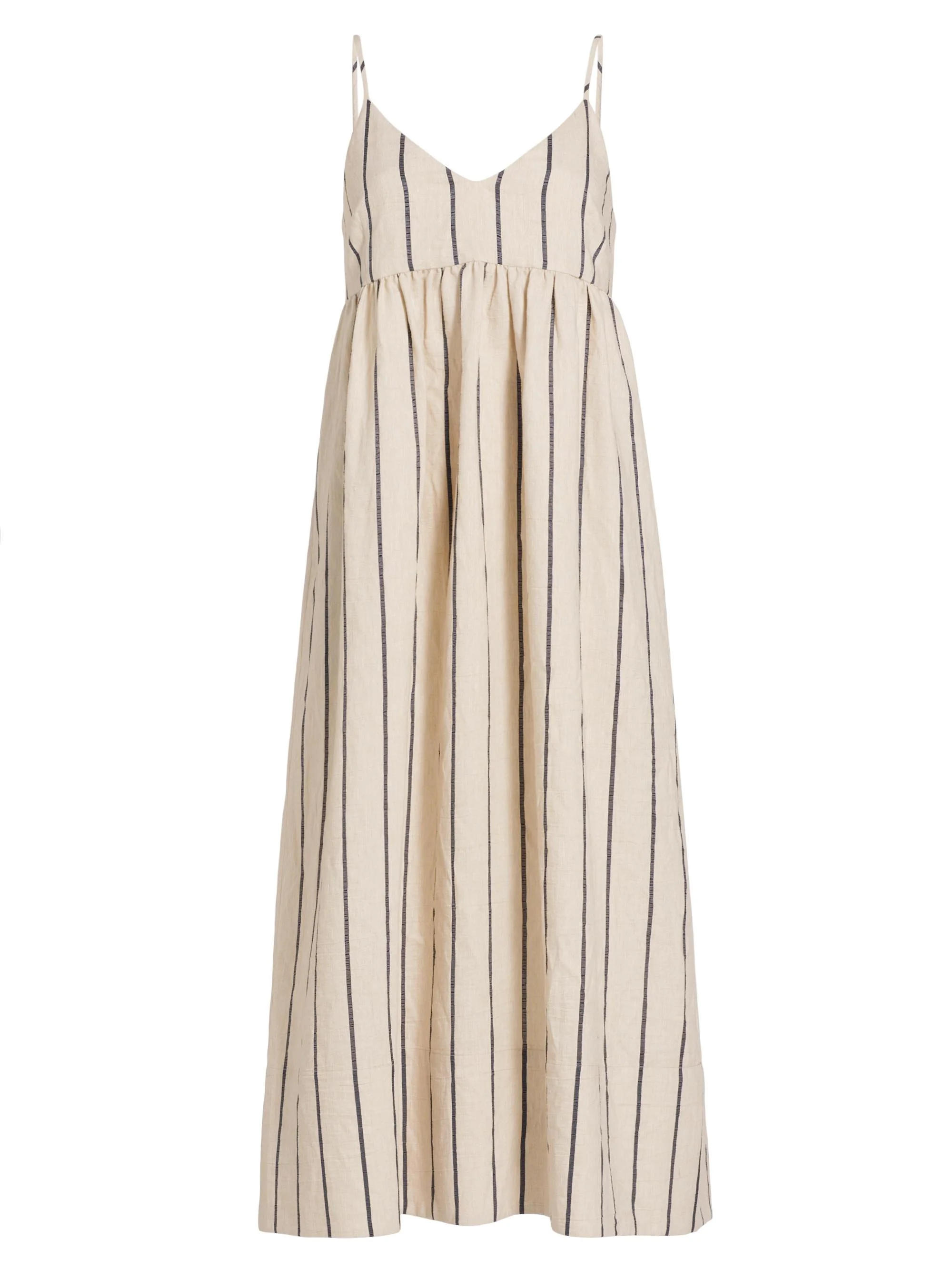 Women's Cove Linen-Blend Maxi Dress - Natural Navy Stripe - 1