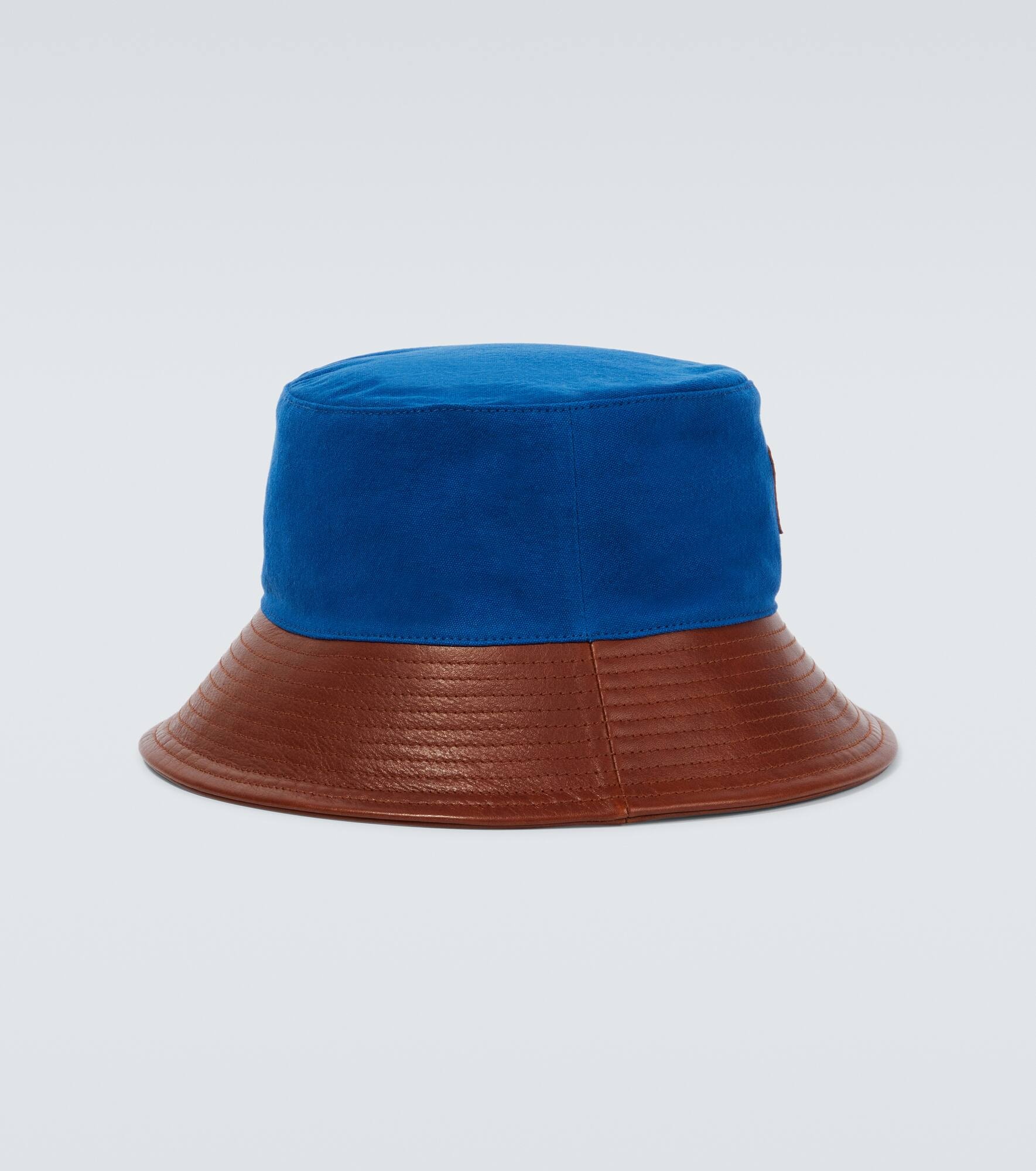 Cotton and leather bucket hat - 4
