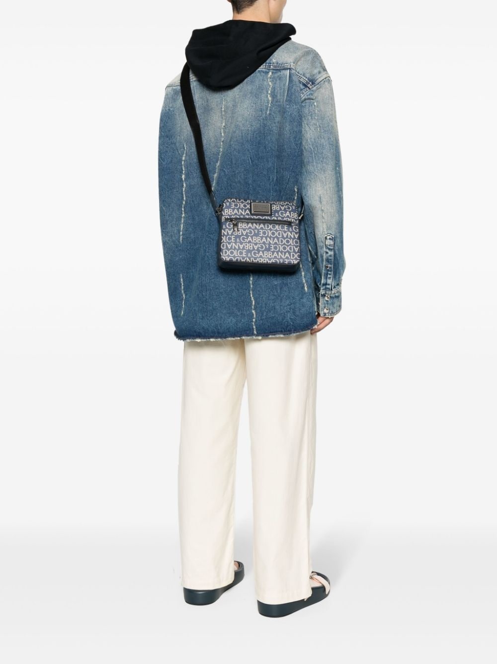 logo-jacquard messenger bag - 2