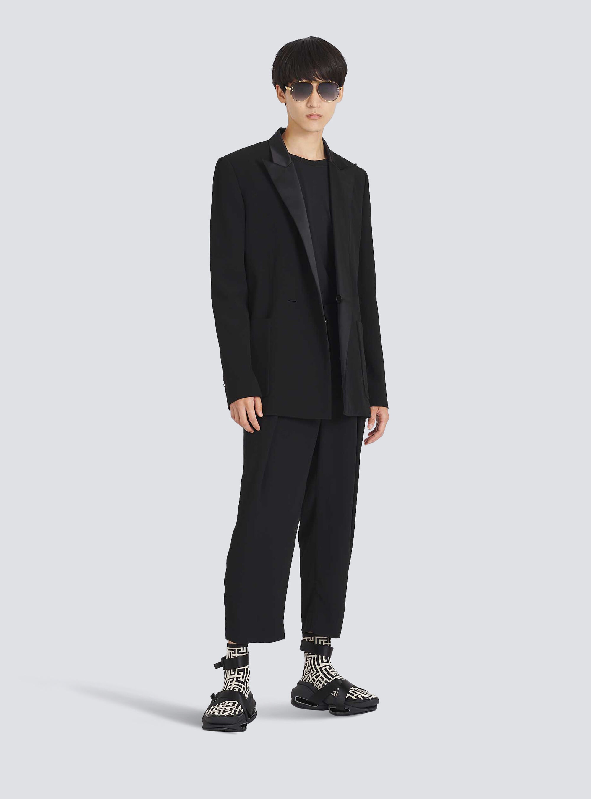 eco-designed crepe blazer withsatin collar - 2