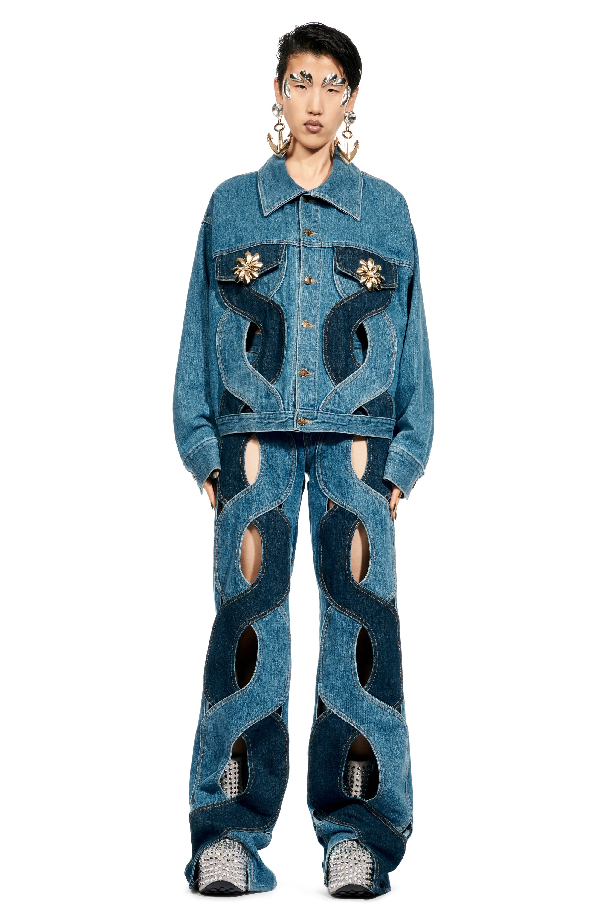 ROPE CUTOUT DENIM JACKET - 5
