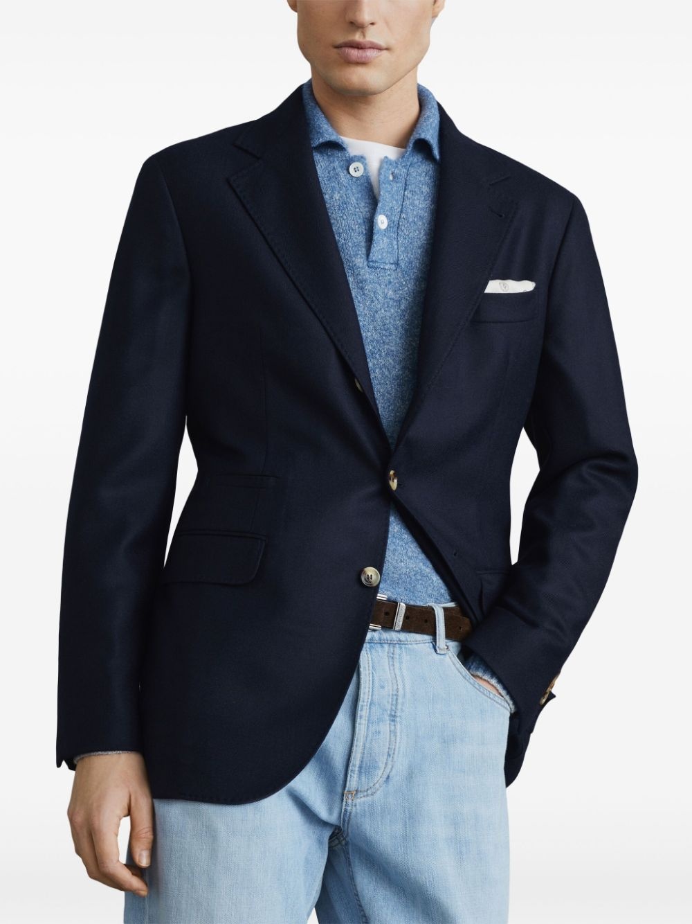 single-breasted cashmere blazer - 2